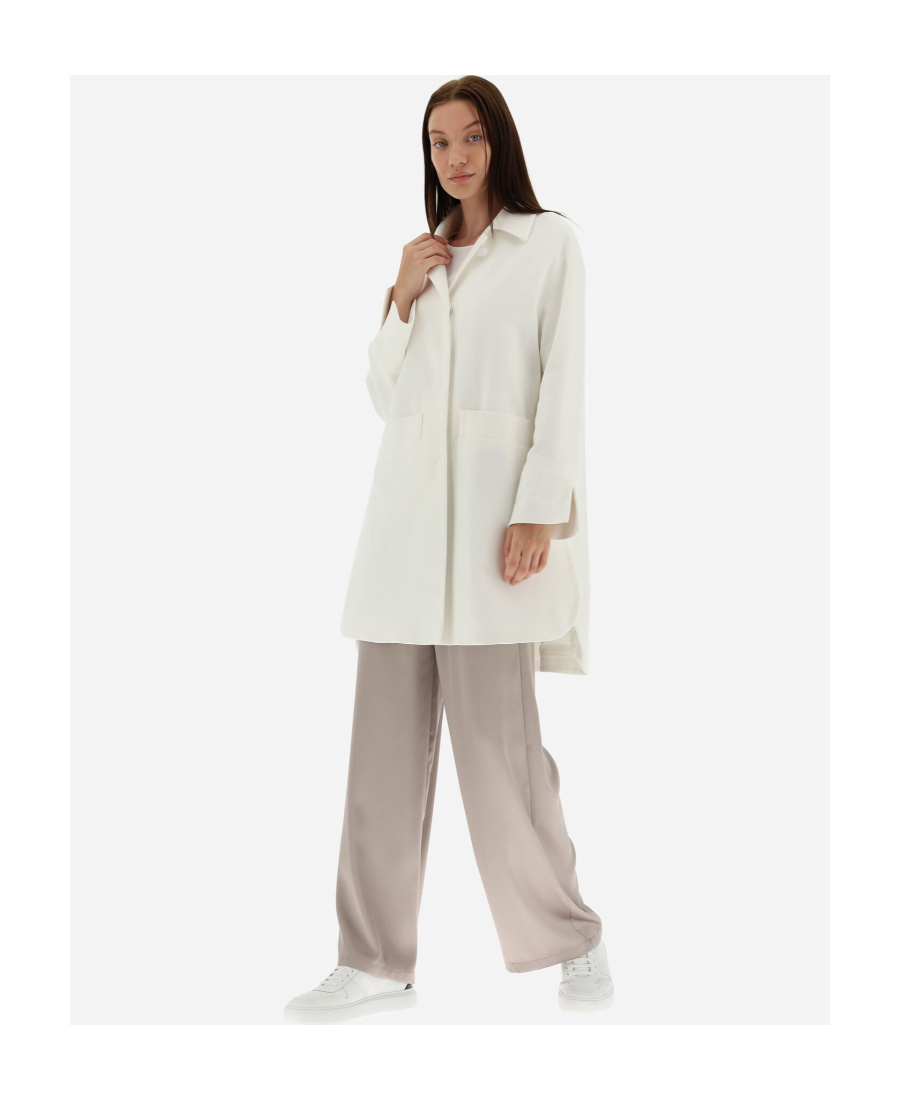 Herno Long-sleeve High-low Coat In Gray