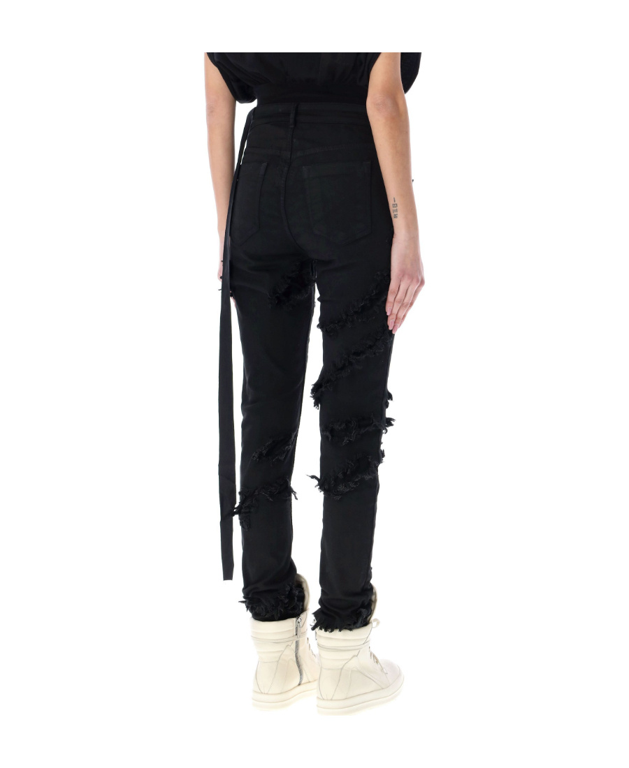 Rick Owens Drkshdw Detroit Distressed Denim Jeans In Black