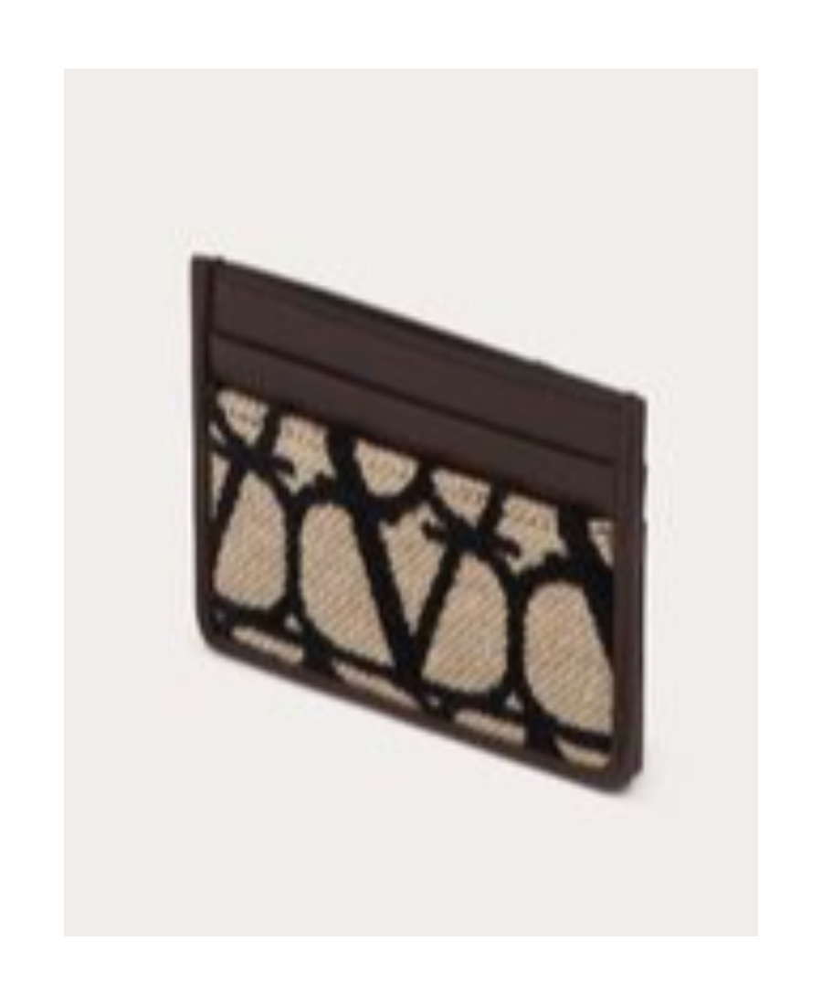 Valentino Vlogo Woven Cardholder In Black