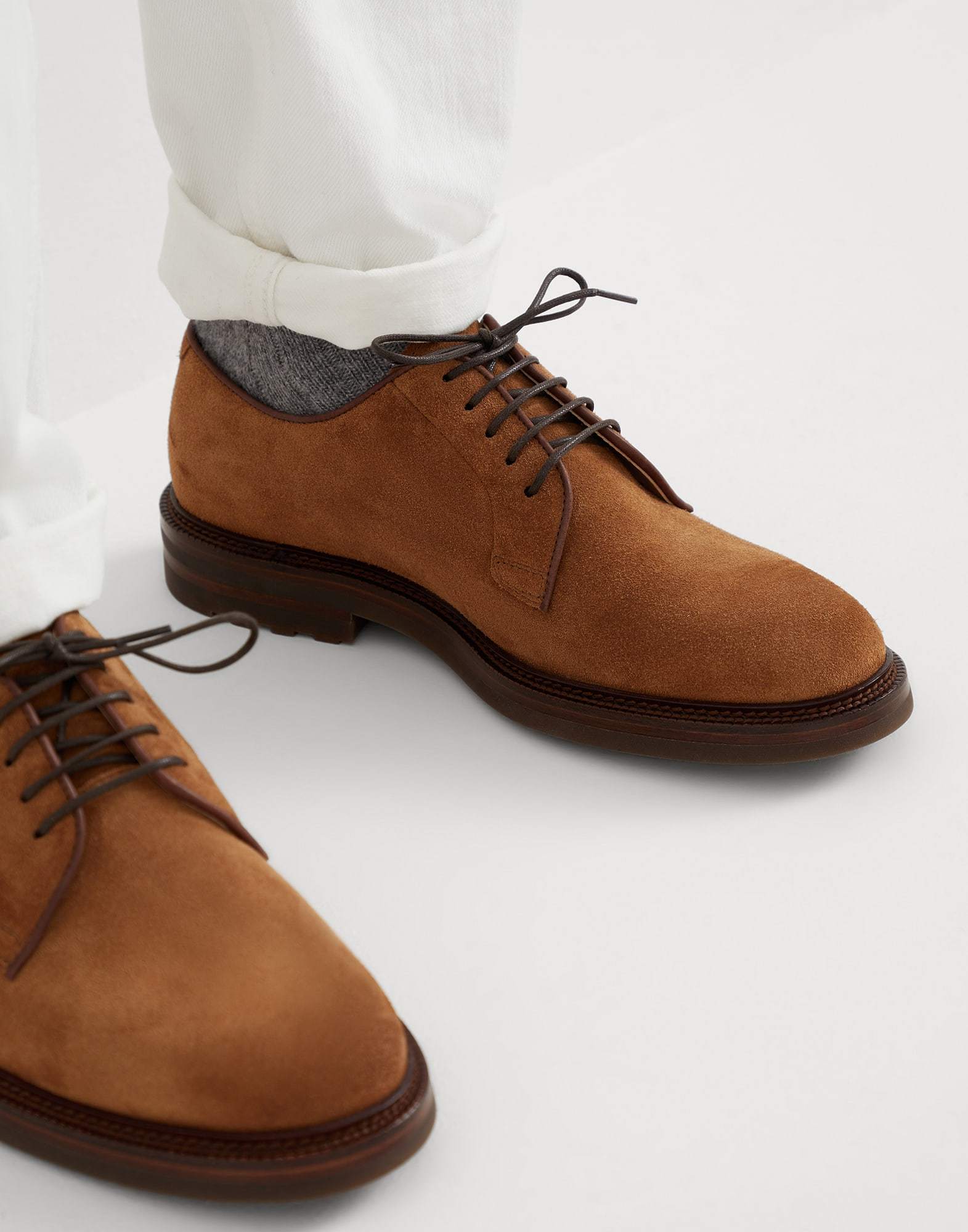 Brunello Cucinelli Pair Of Loafers In Brown