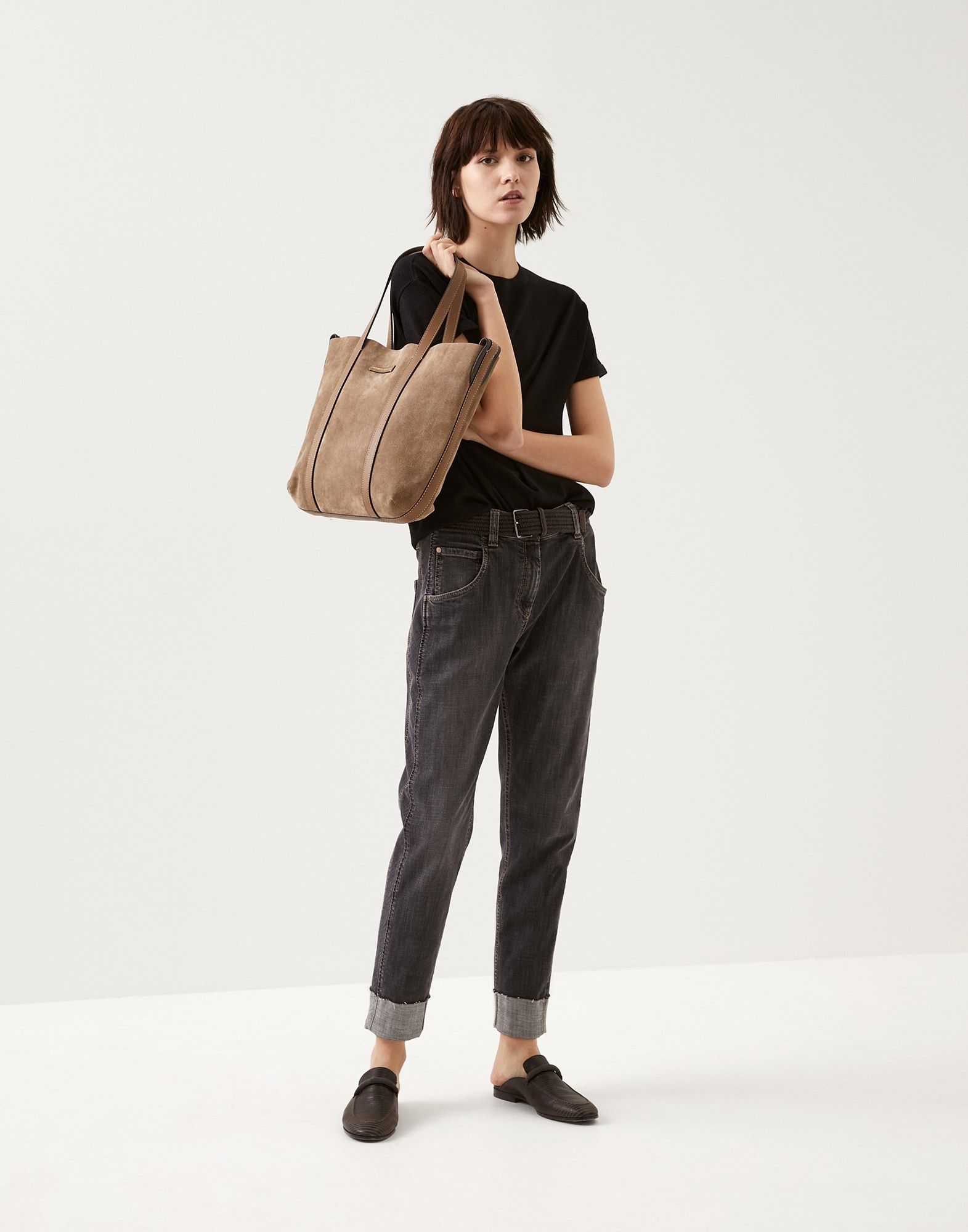 Brunello Cucinelli Plain Knitted T-shirt In Black