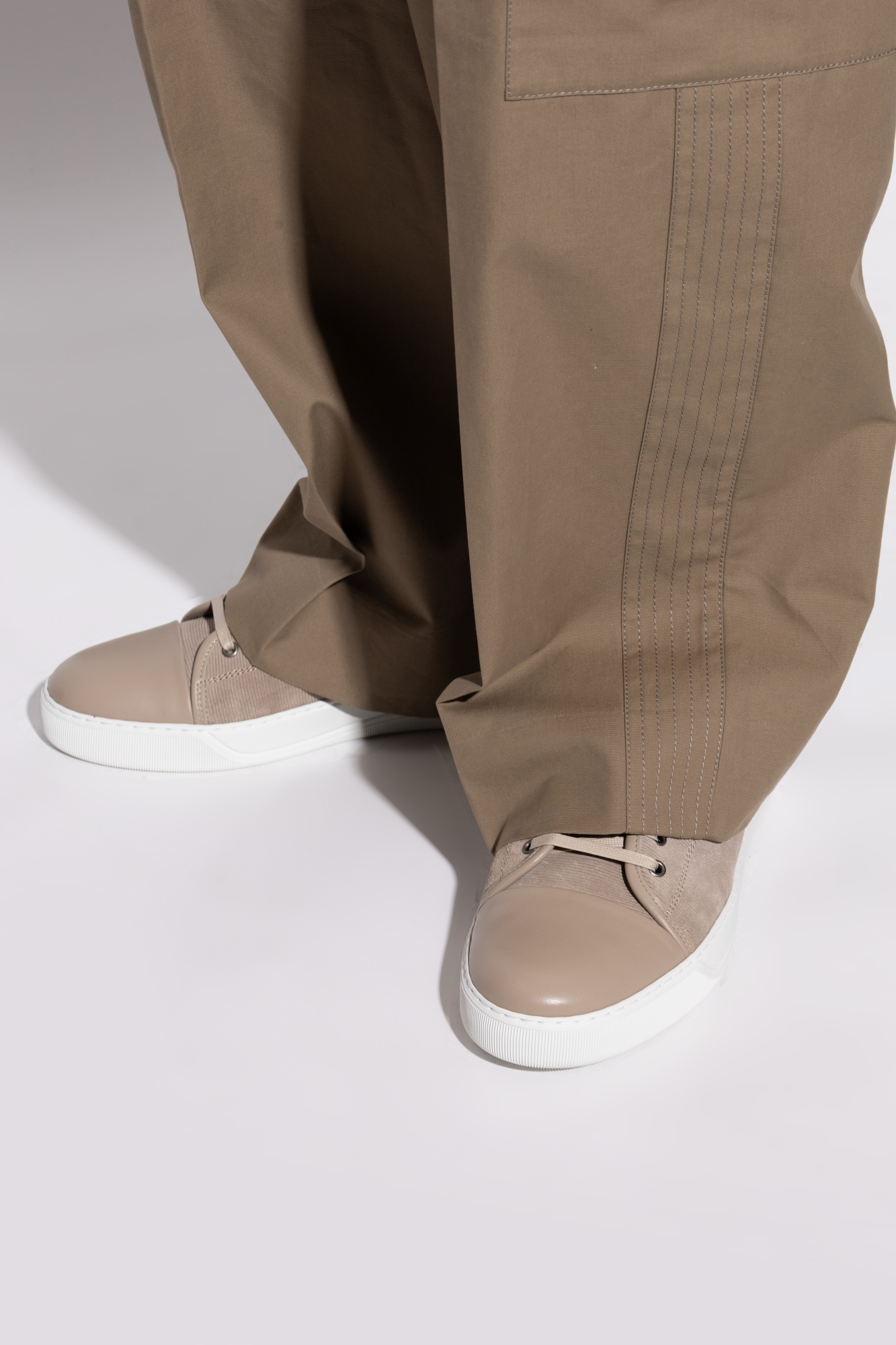 Lanvin Dbb1 Suede And Leather Sneakers For Men In Neutral
