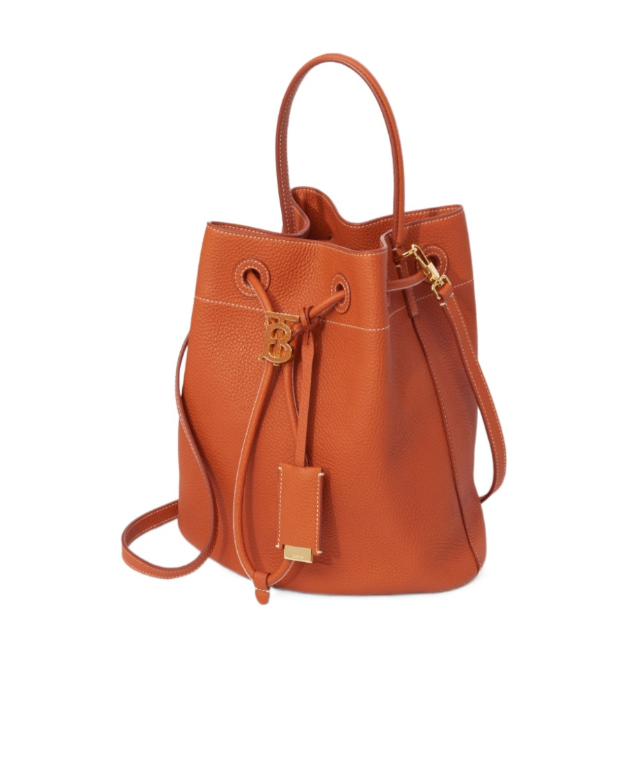 Burberry Pebble-textured Drawstring Tote In Brown