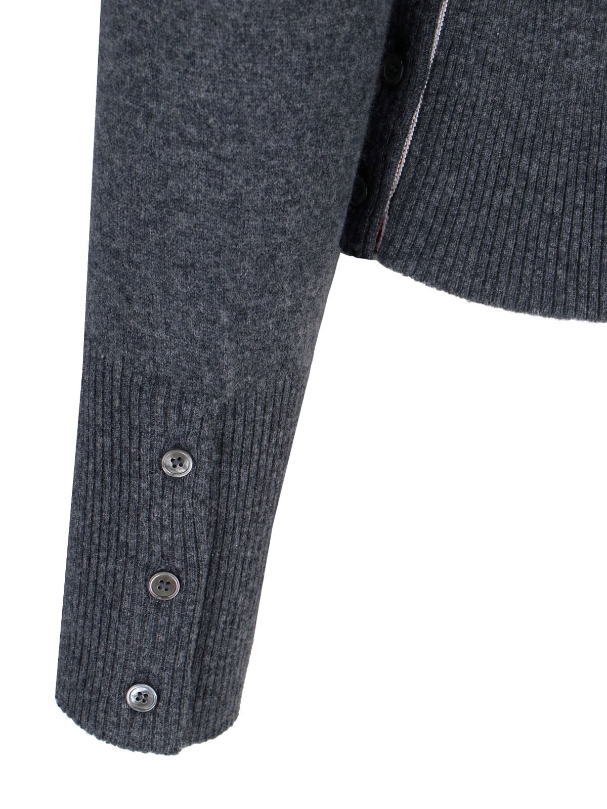 Thom Browne Crewneck Sweater With Ribbed Cuffs And Striped Sleeve