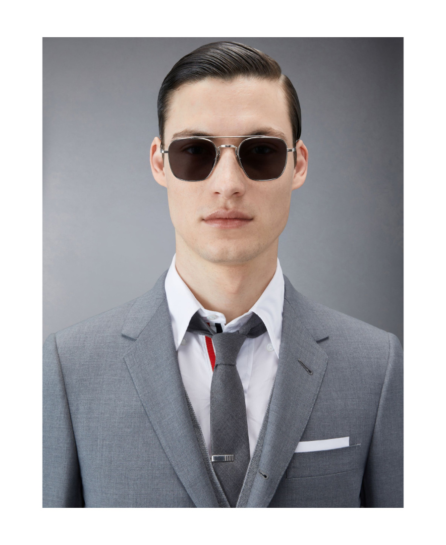 Thom Browne Pilot-frame Tinted Sunglasses In Blue