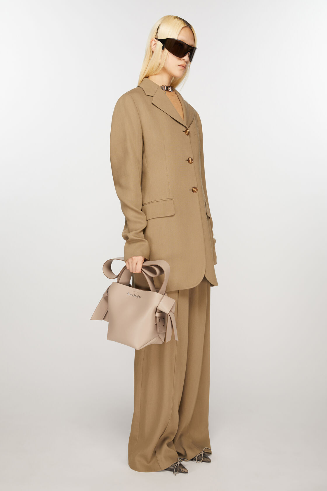 Acne Studios Mini Musubi Leather Top Handle Bag In Nude
