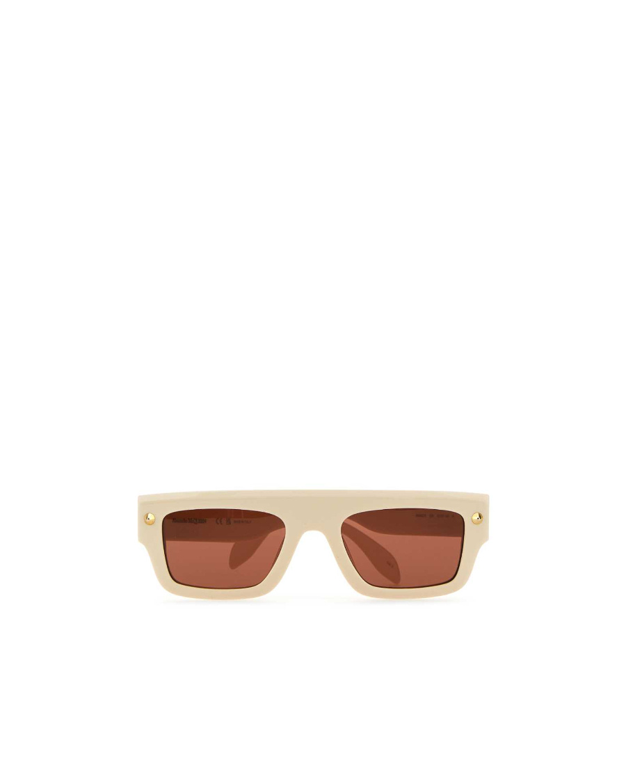 Alexander Mcqueen Spike Studs Contemporary Square Frame Tinted Sunglasses In Nude