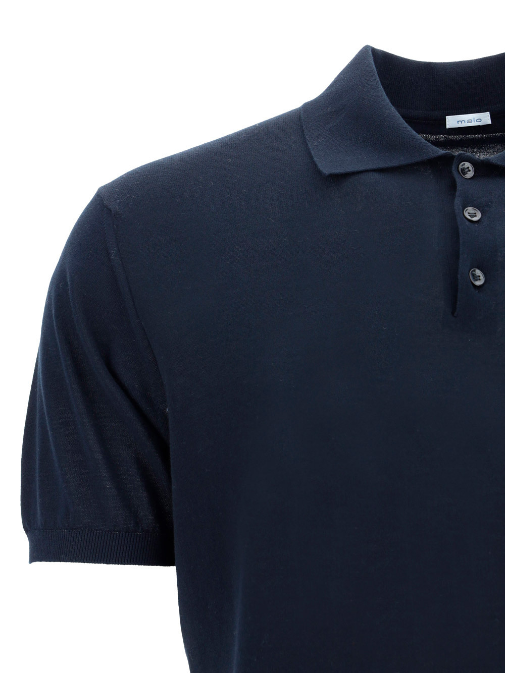 Malo Fine-knit Cotton Polo Shirt In Black