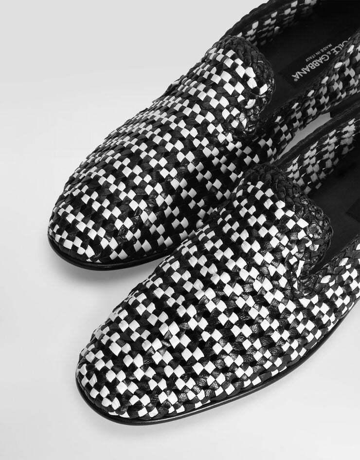 Dolce & Gabbana Formale Woven Leather Loafers In Black