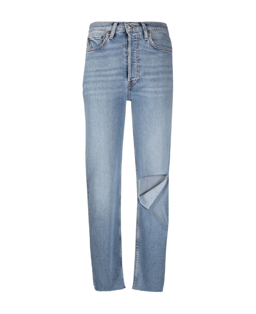 Re/done Ripped-detail Jeans In Blue