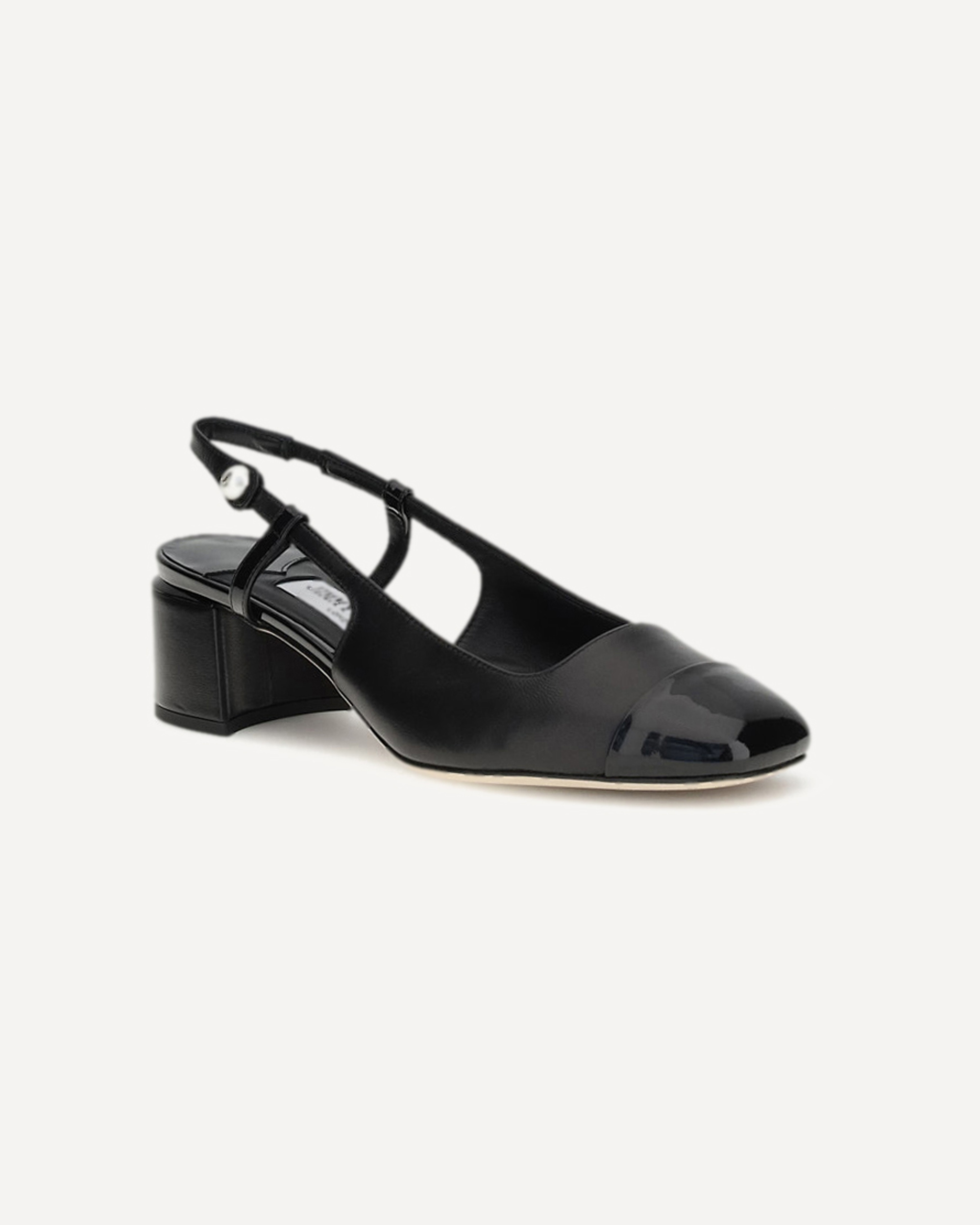 Jimmy Choo Patent Leather Pumps With Slingback And Decorative Button