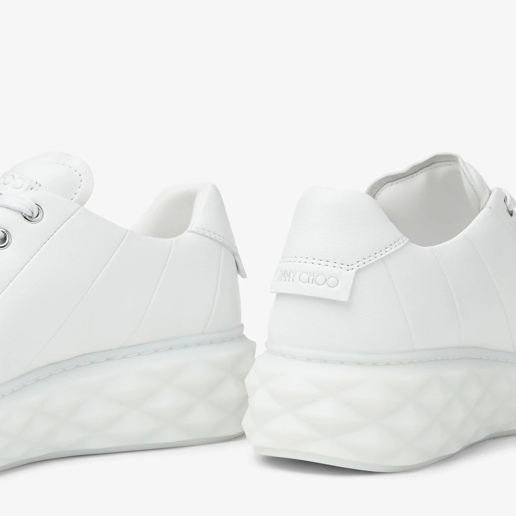 Jimmy Choo Diamond Light/f Leather Sneakers In White
