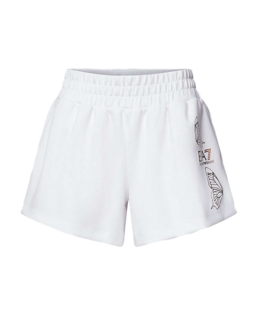 Ea7 Logo Printed Shorts In White
