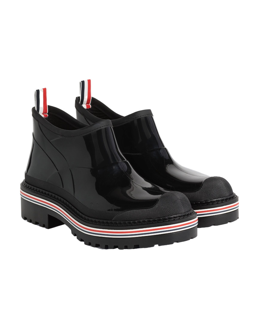Thom Browne Stripe-trim Ankle Boots In Black