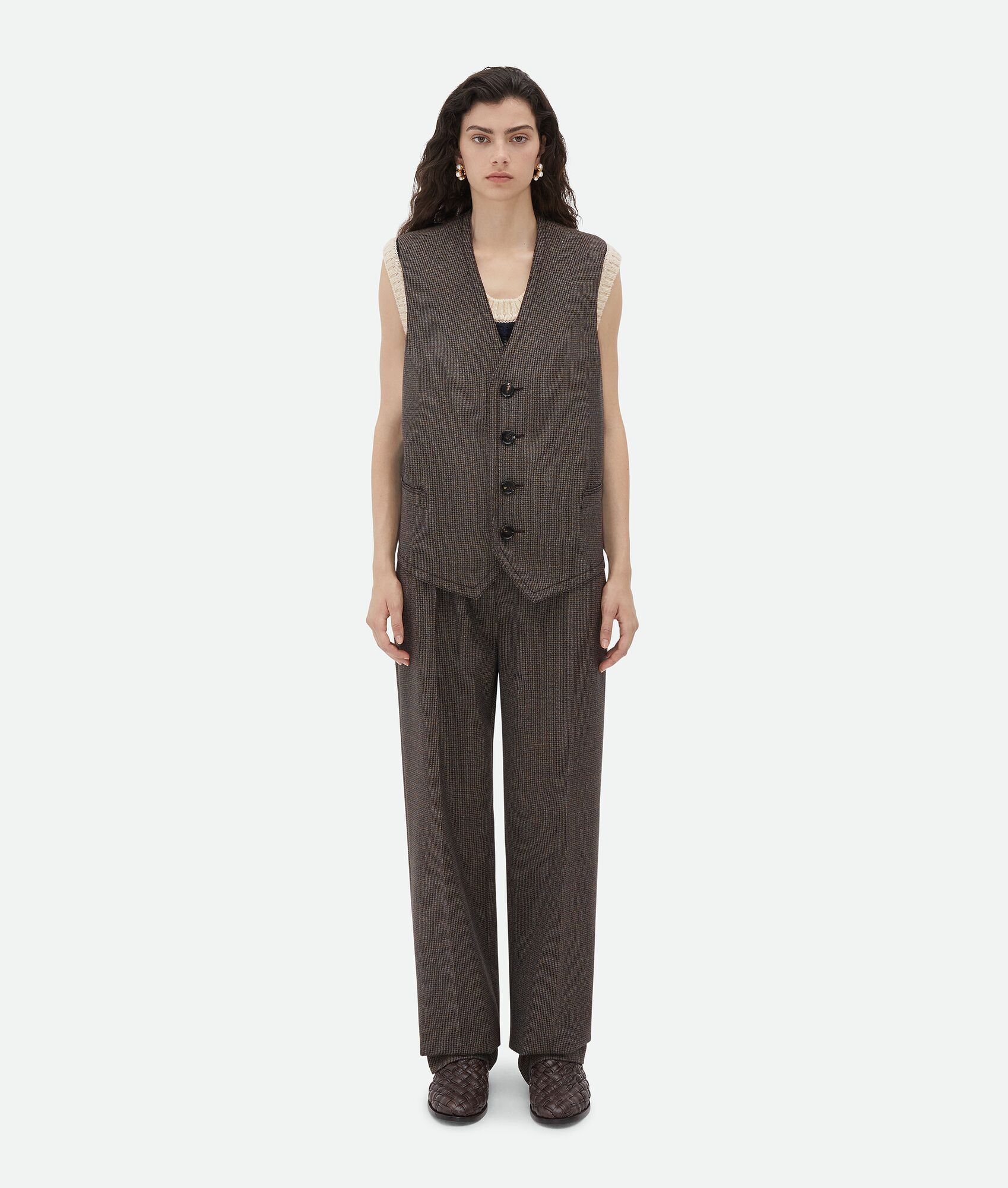 Bottega Veneta Houndstooth-pattern Waistcoat In Black