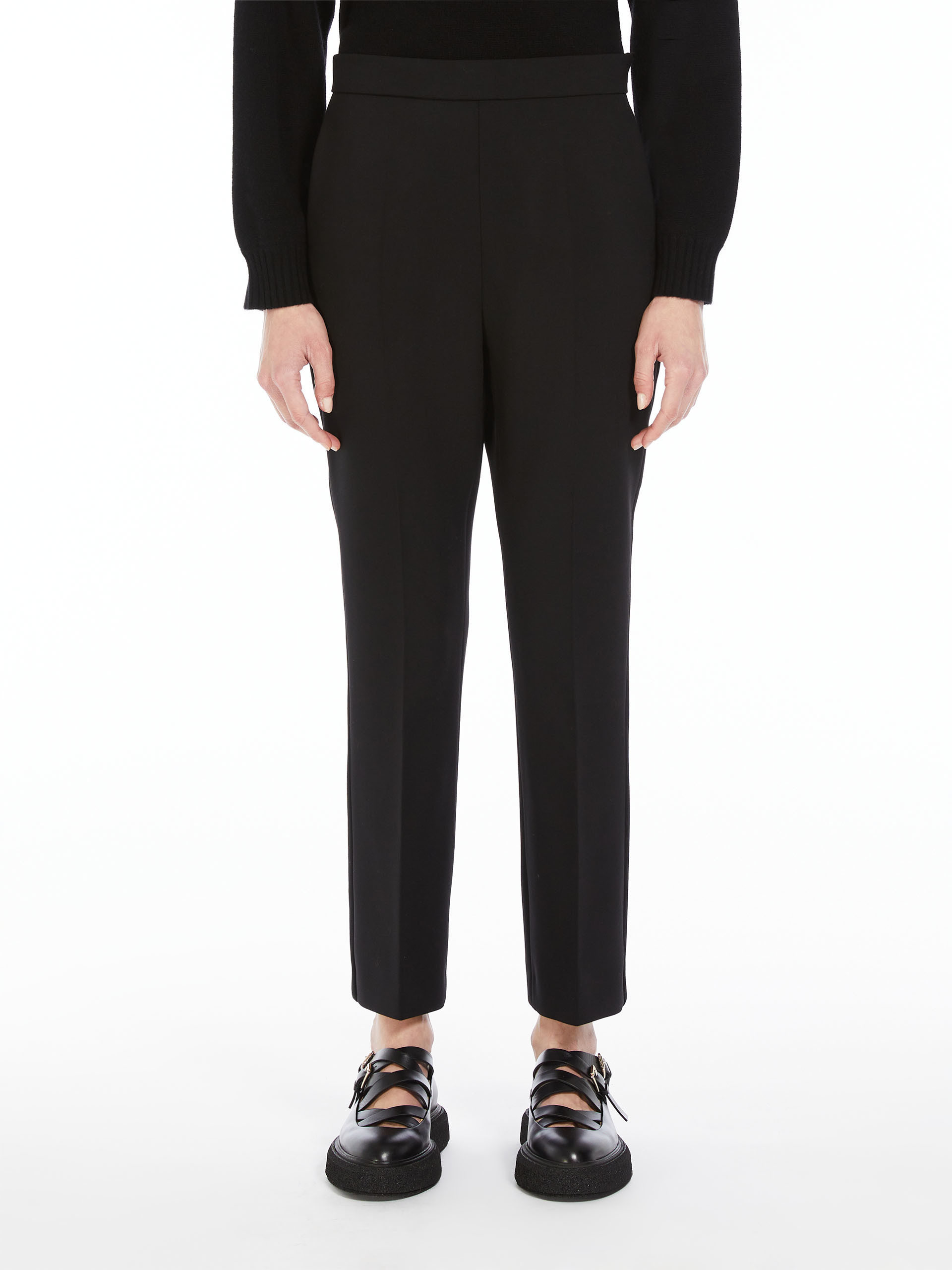 Max Mara Nepeta Ankle-length Trousers In Wool Crepe In Black