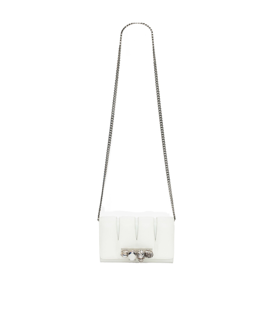 Alexander Mcqueen The Slash Leather Crossbody Bag In White