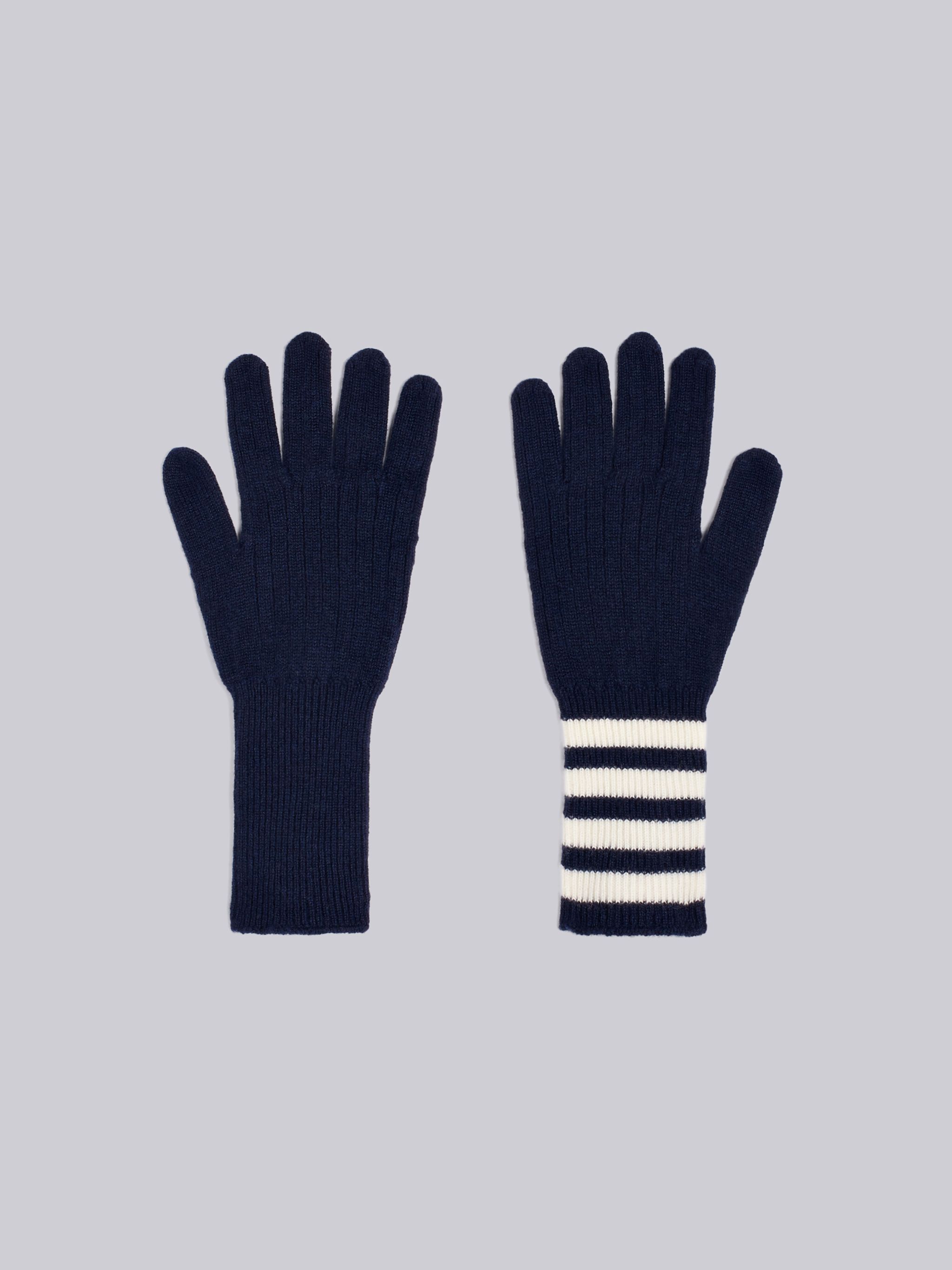 Thom Browne Rib Cashmere Gloves Blue
