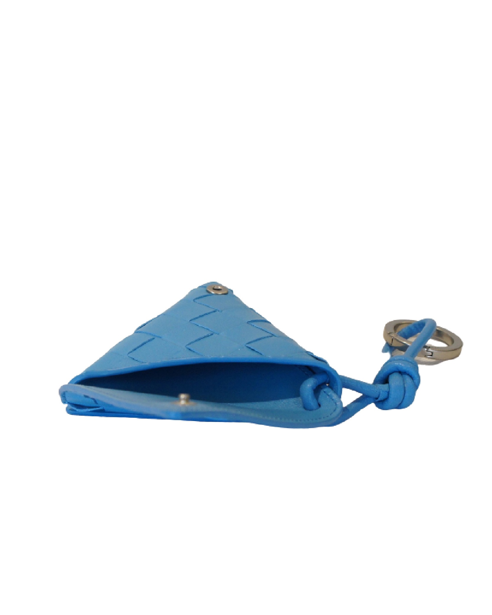 Bottega Veneta Triangular Rhomboid Key Chain In Blue