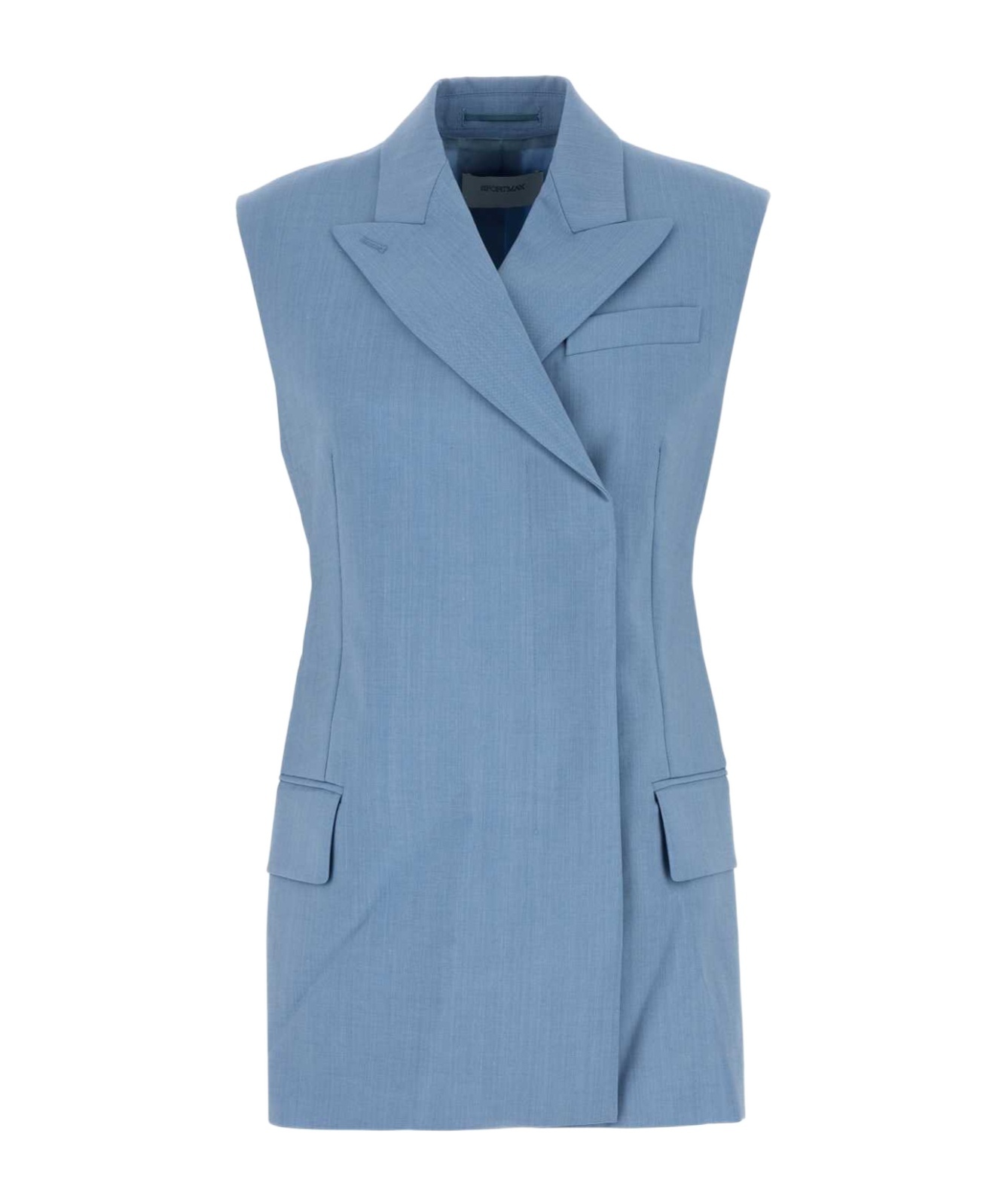 Sportmax Light Blue Wool Blend Ilex Vest In Blue