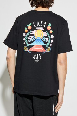 Casablanca Casa Way Mountain Printed Organic Cotton-jersey T-shirt In Black