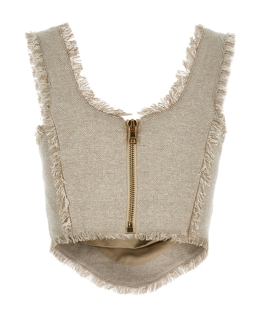 BALMAIN FRAYED CORSET VEST