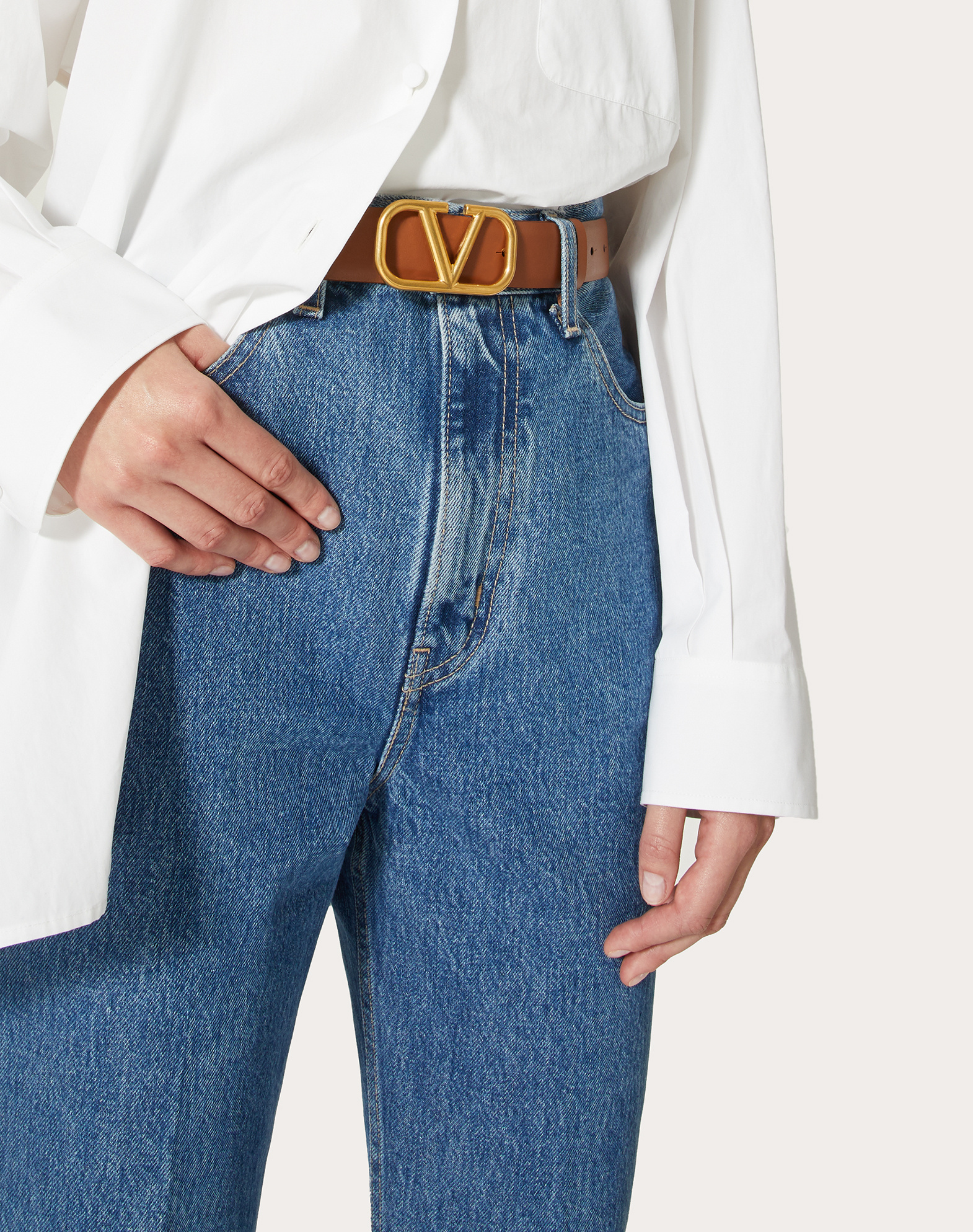 Valentino Vlogo Signature Leather Belt In Red