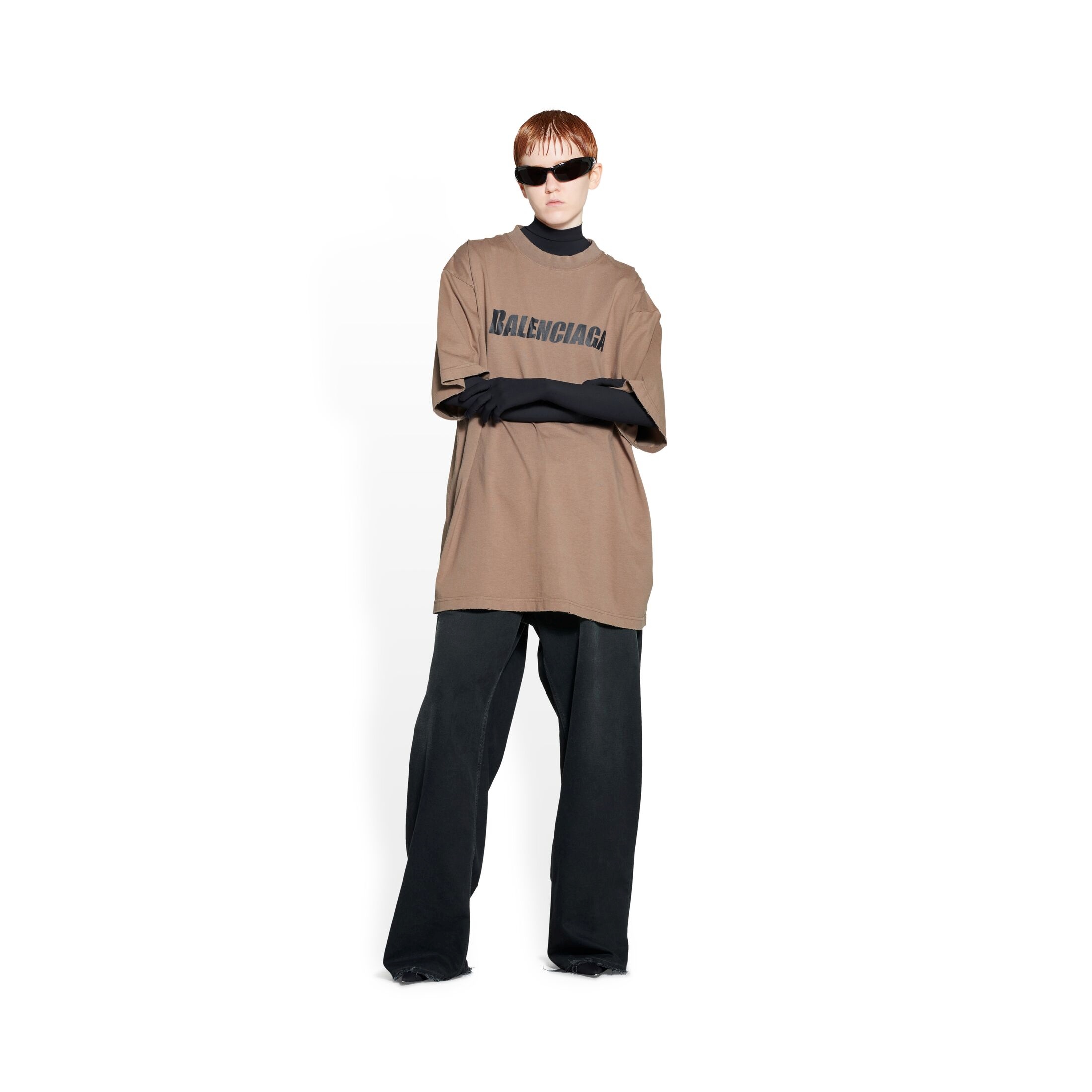 Balenciaga Logo-print Cotton T-shirt In Brown