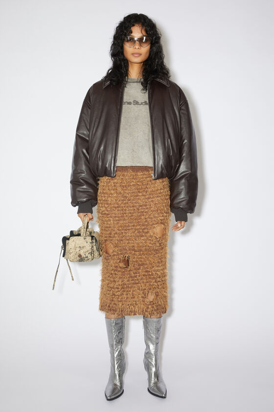 Acne Studios Wool Hollowed-out Skirt In Brown