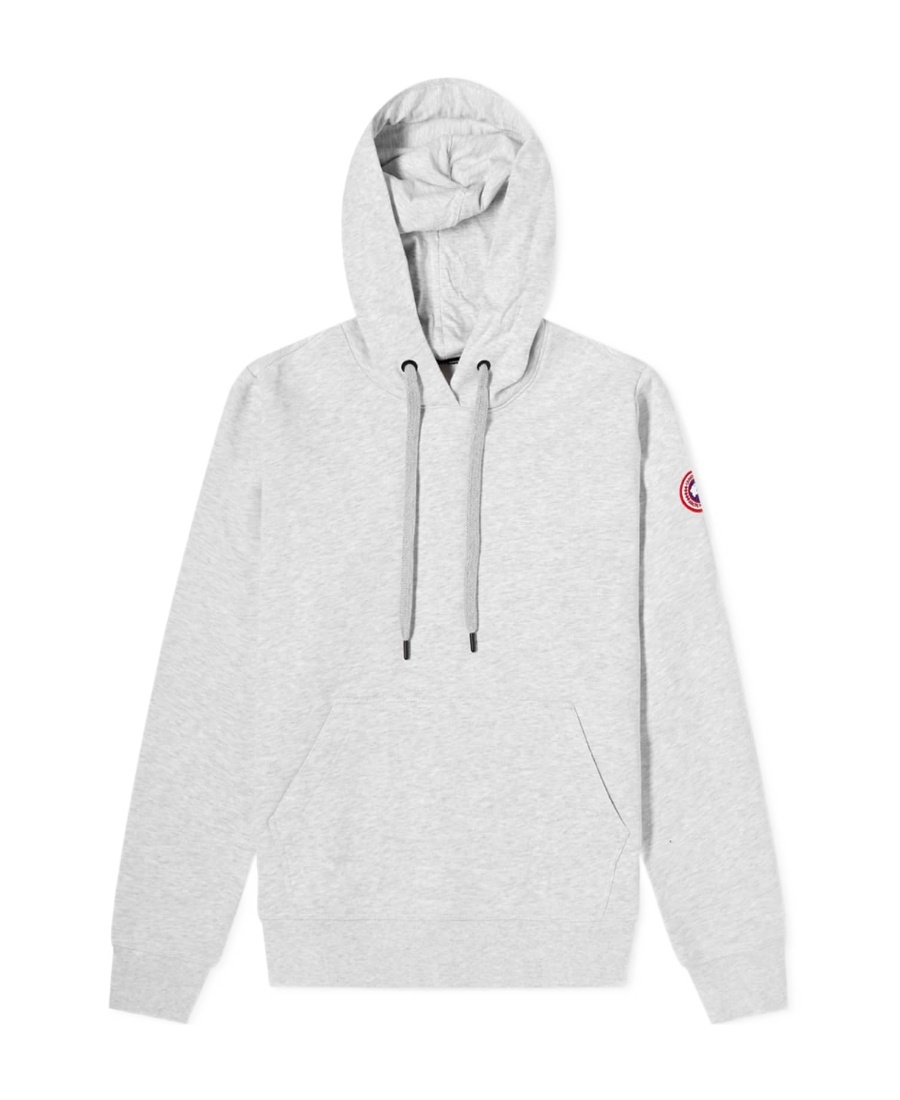 Shop Canada Goose Melange-effect Drawstring Hoodie In White