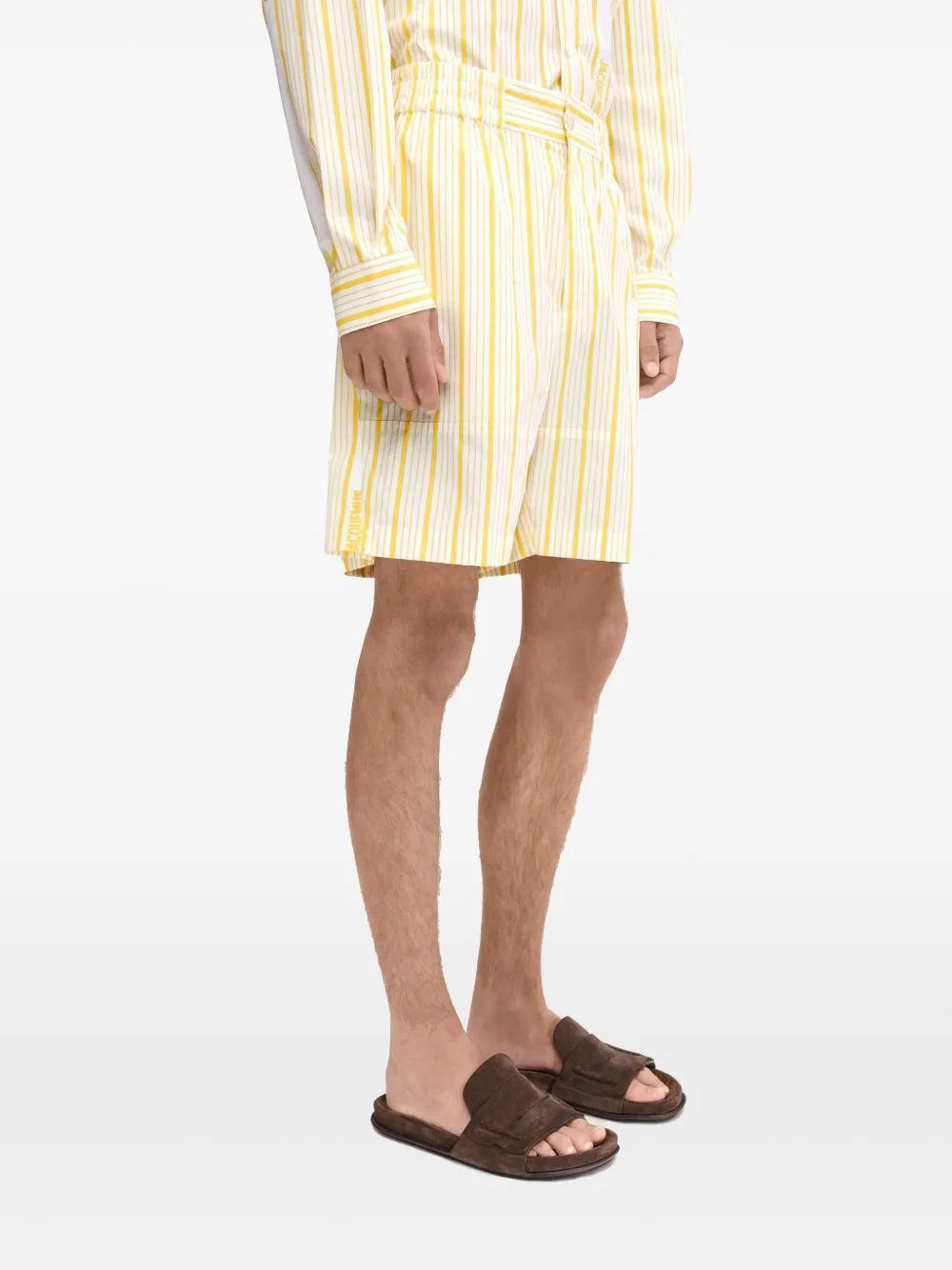 Jacquemus Aloe Striped Pattern Elastic Waistband Shorts In Neutral
