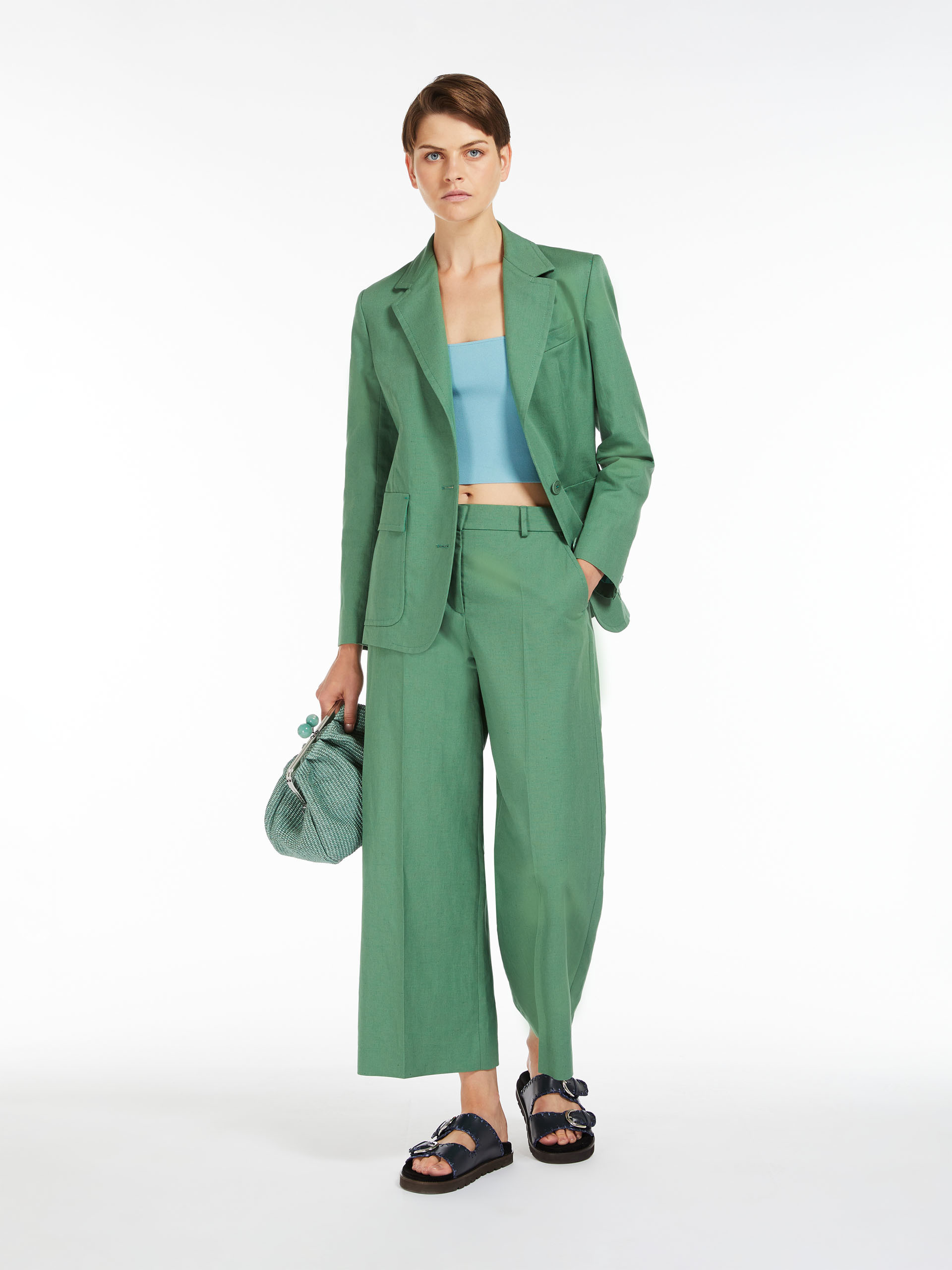 Weekend Max Mara "malizia Linen Nattè In Green