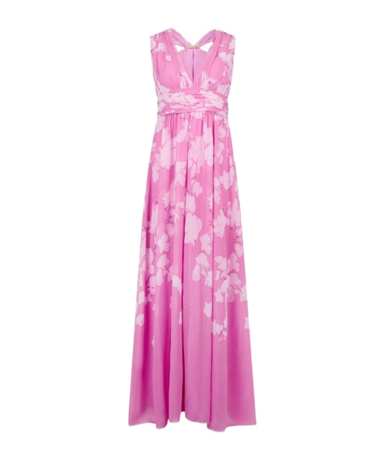 Liu •jo Long Pink Dress With Floral Design In Pink
