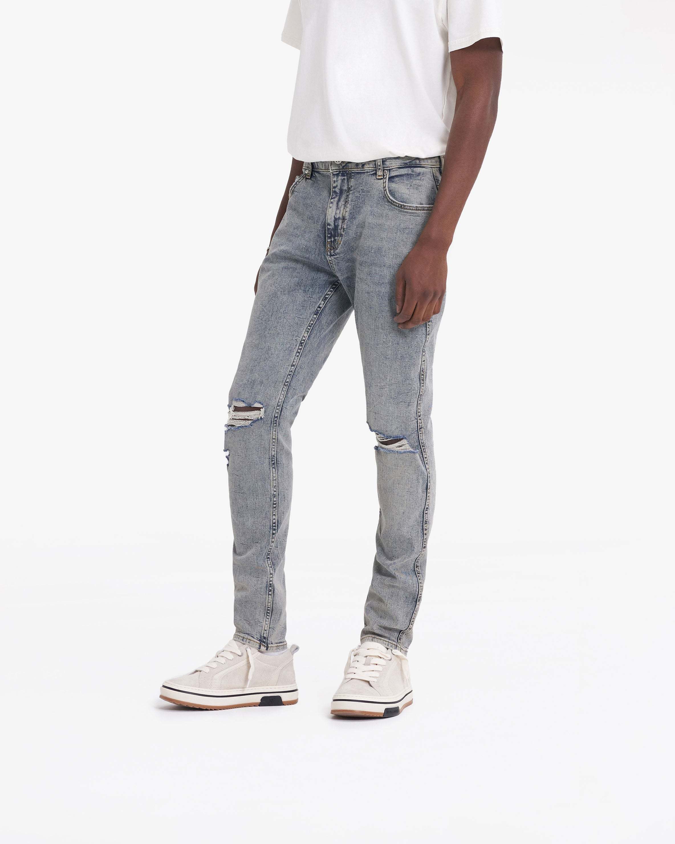 Represent R1 Destroyer Skinny Jeans In Gray