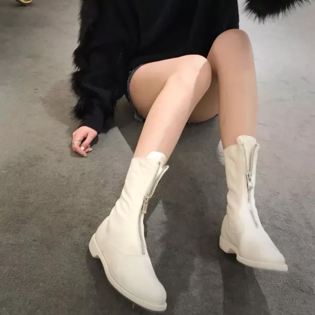 Guidi 310 Front Zipper Boots In White