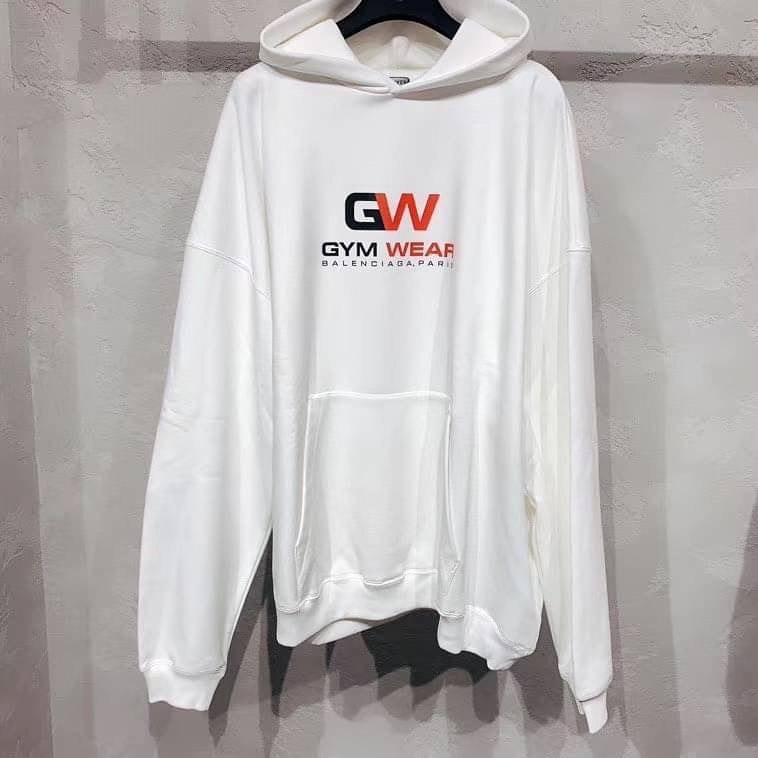 Balenciaga Printed Hooded Sweater In White