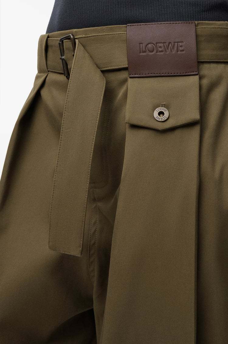 Loewe Trousers In Cotton And Silk In Green