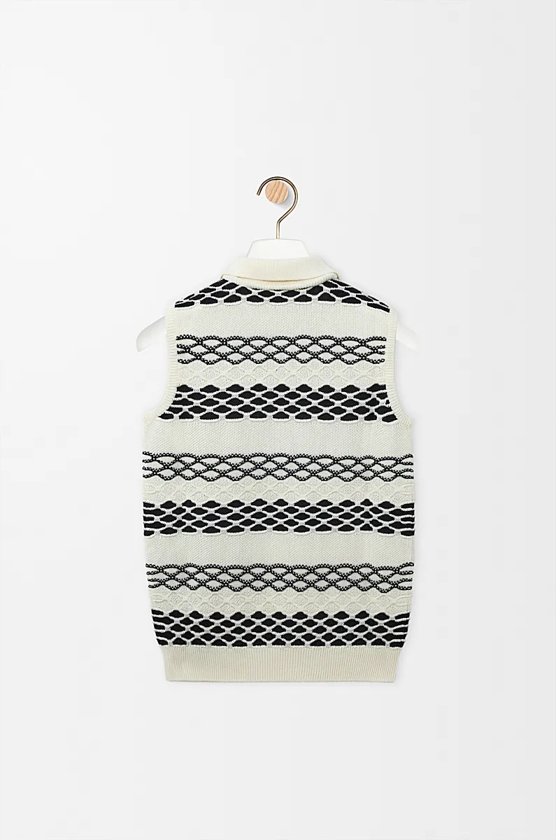 Loewe Cotton Vest With Collar And Ribbed Hem In White