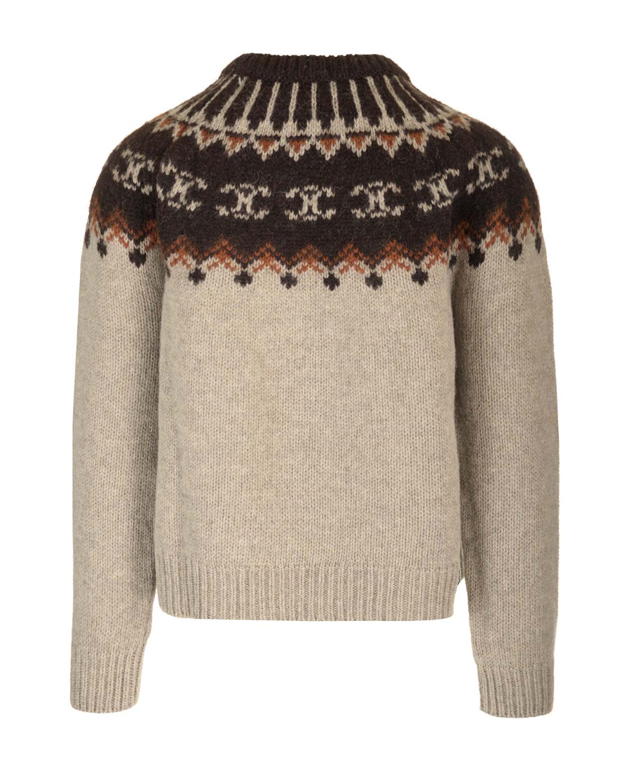 Celine Crew Neck Sweater In Triomphe Fair Isle Wool