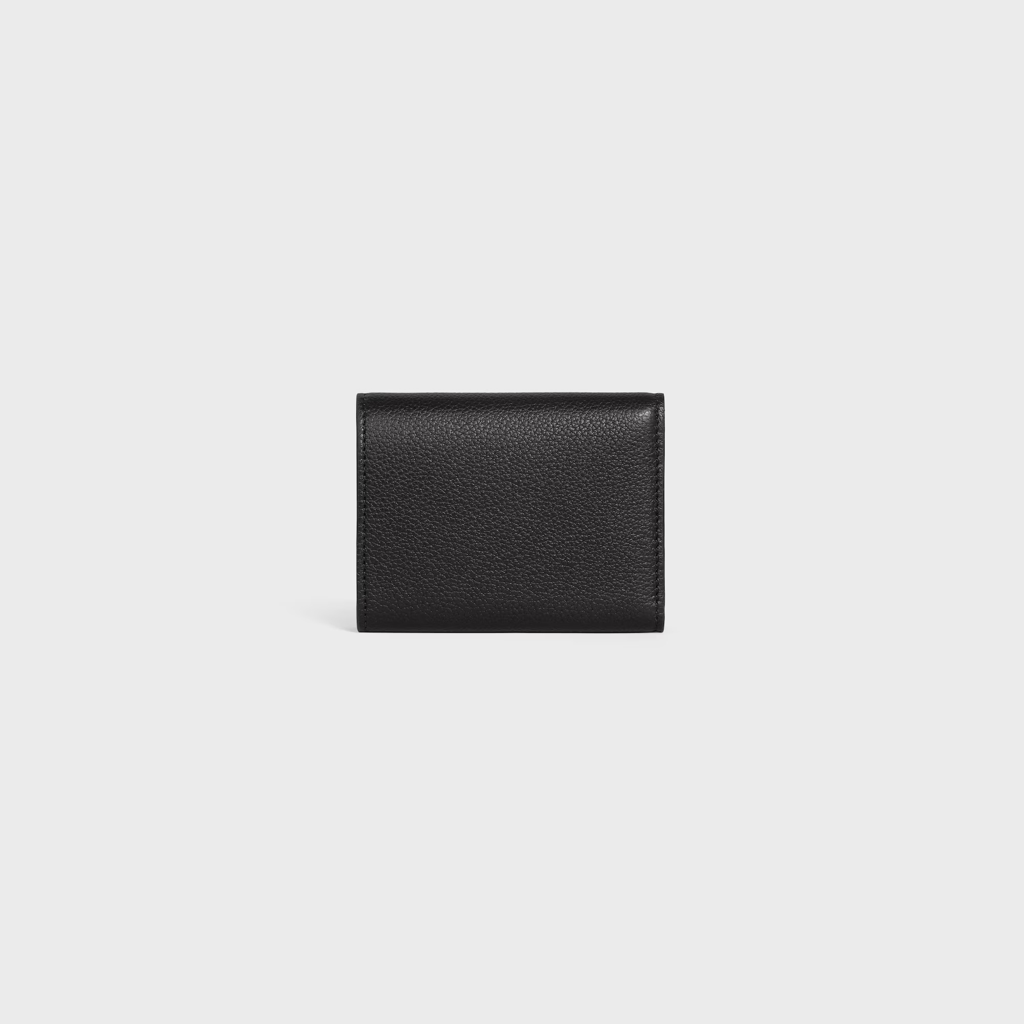 Celine Fine Wallet In Supple Grained Calfskin In Black