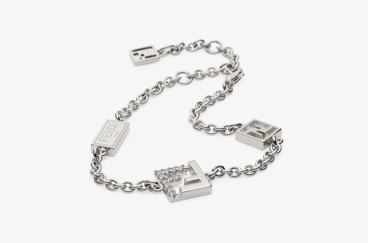 FENDI SILVER-COLOR METAL BRACELET