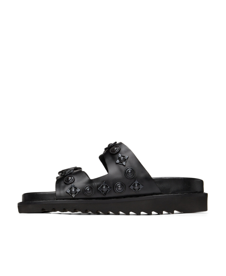 Toga Logo Flat Sandals In Black