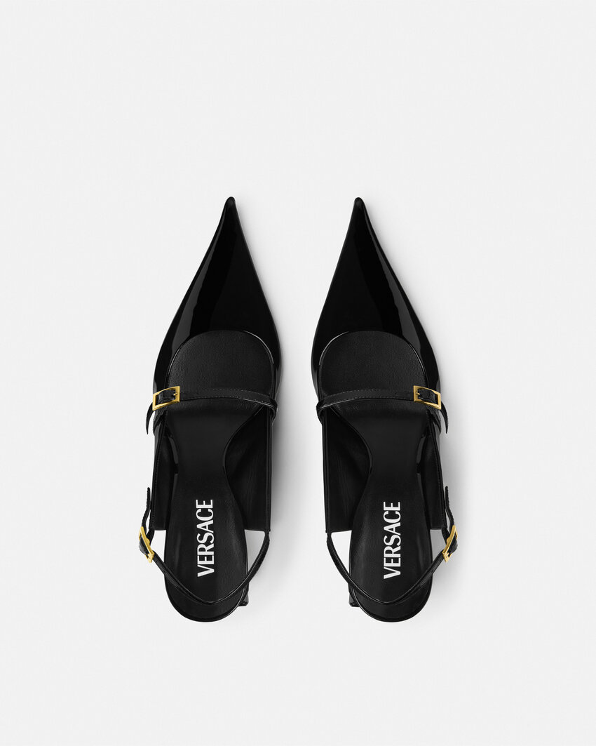 Versace Pointed-toe Slingback Pumps In Black
