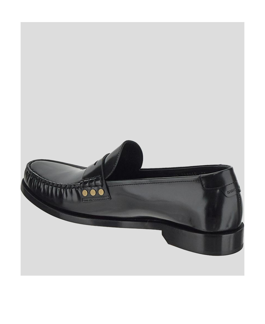Saint Laurent Almond-toe Leather Loafers In Black