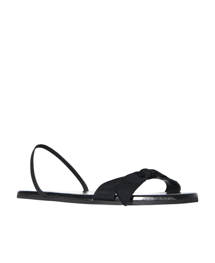 The Row Bow Flat Slingback Sandals In Black