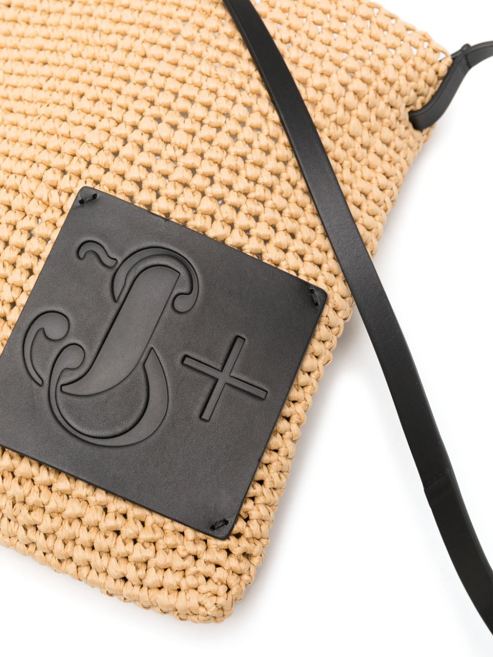 Jil Sander Crochet Raffia Messenger Bag In Nude