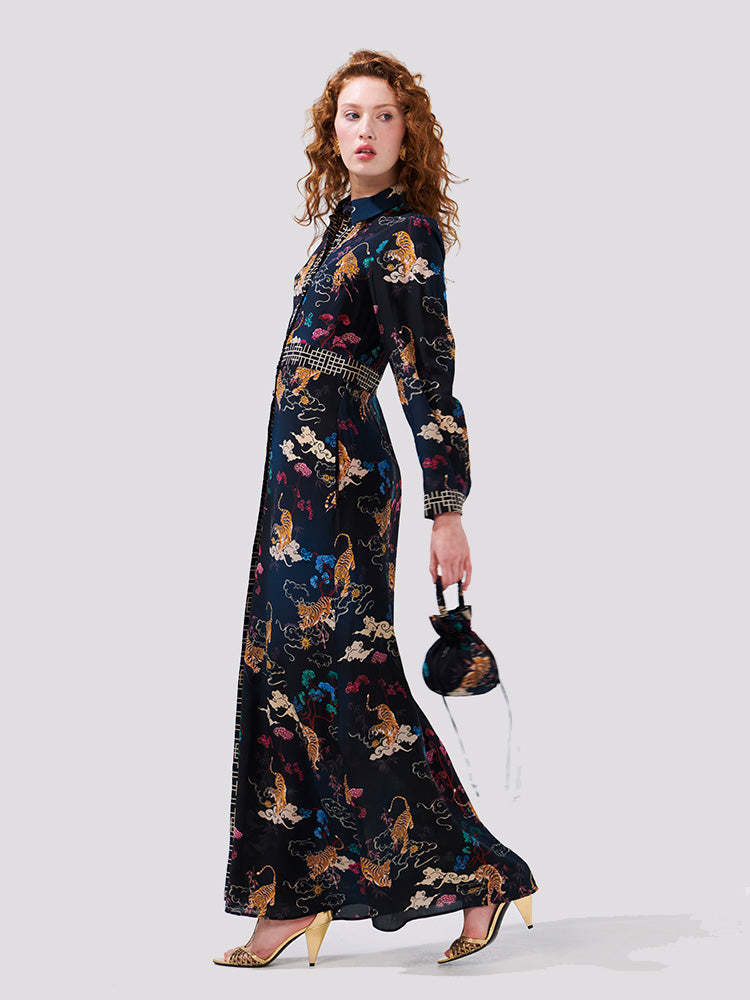 Hayley Menzies Graphic-print Silk Dress In Black