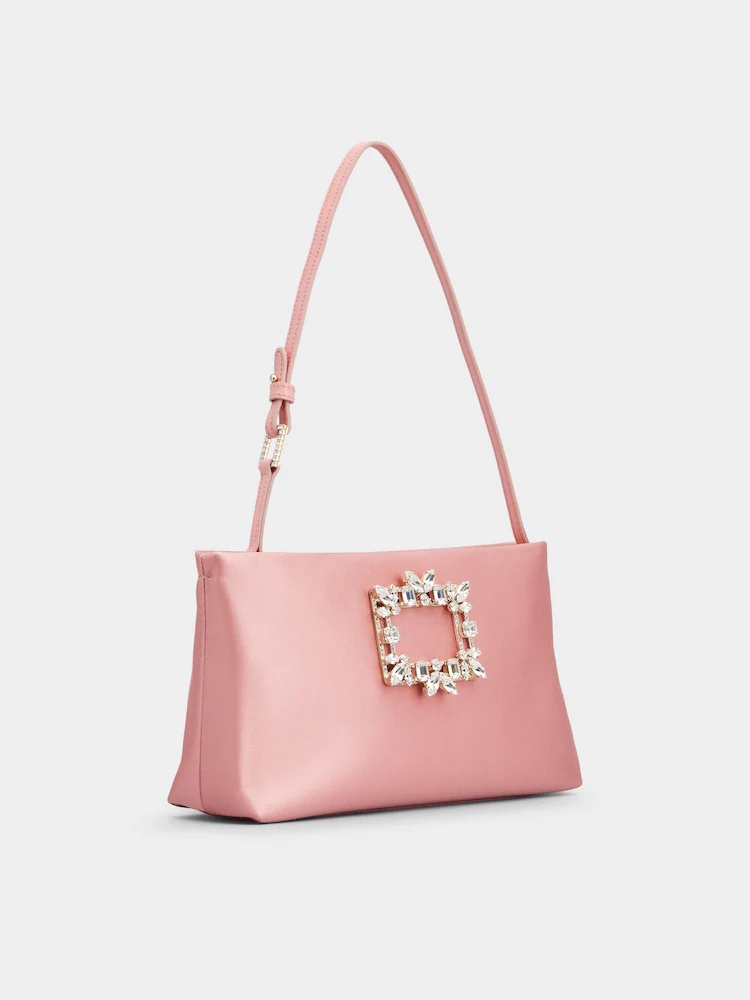 Roger Vivier Crystal Clasp Shoulder Bag In Pink