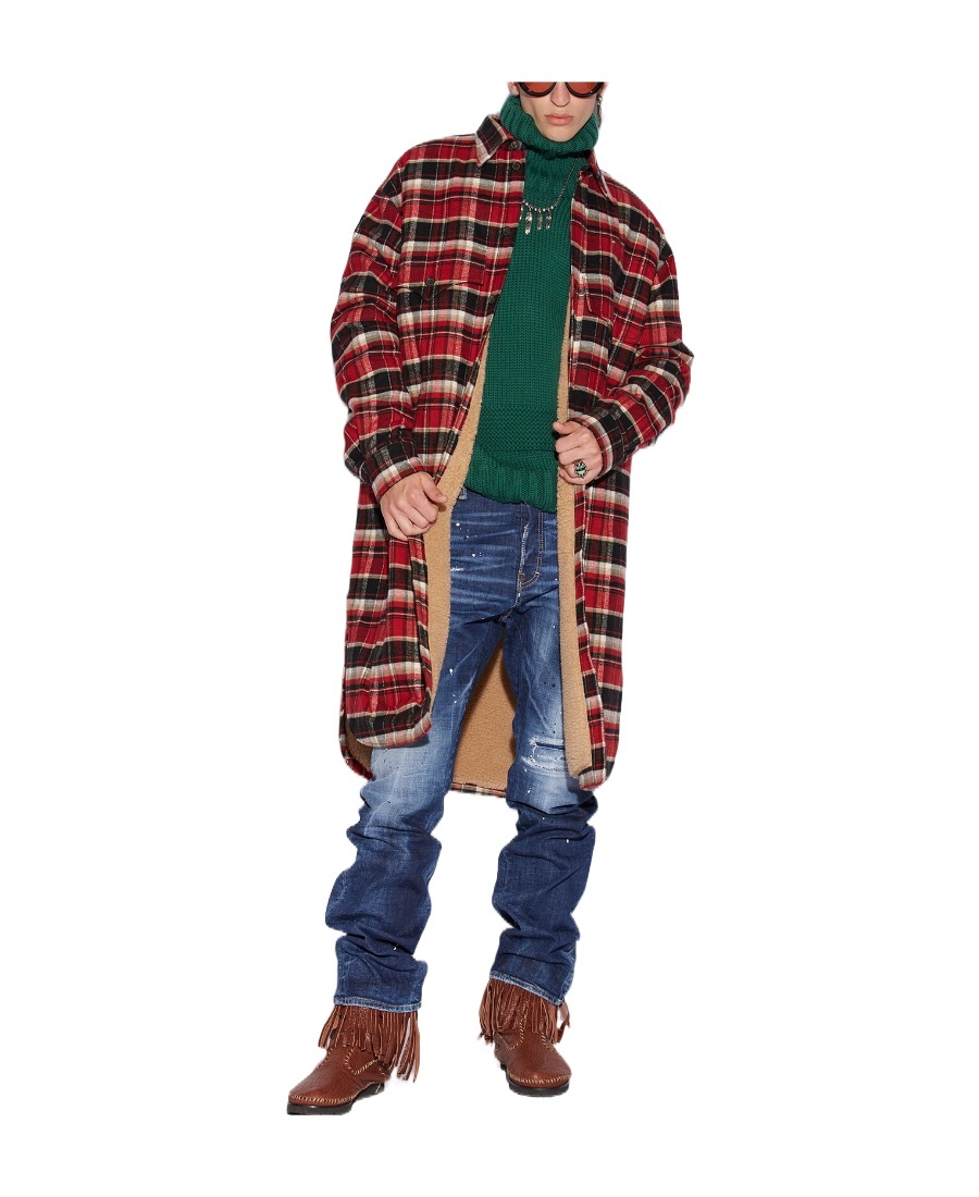 Dsquared2 Checked Single-breasted Coat In Multicolor