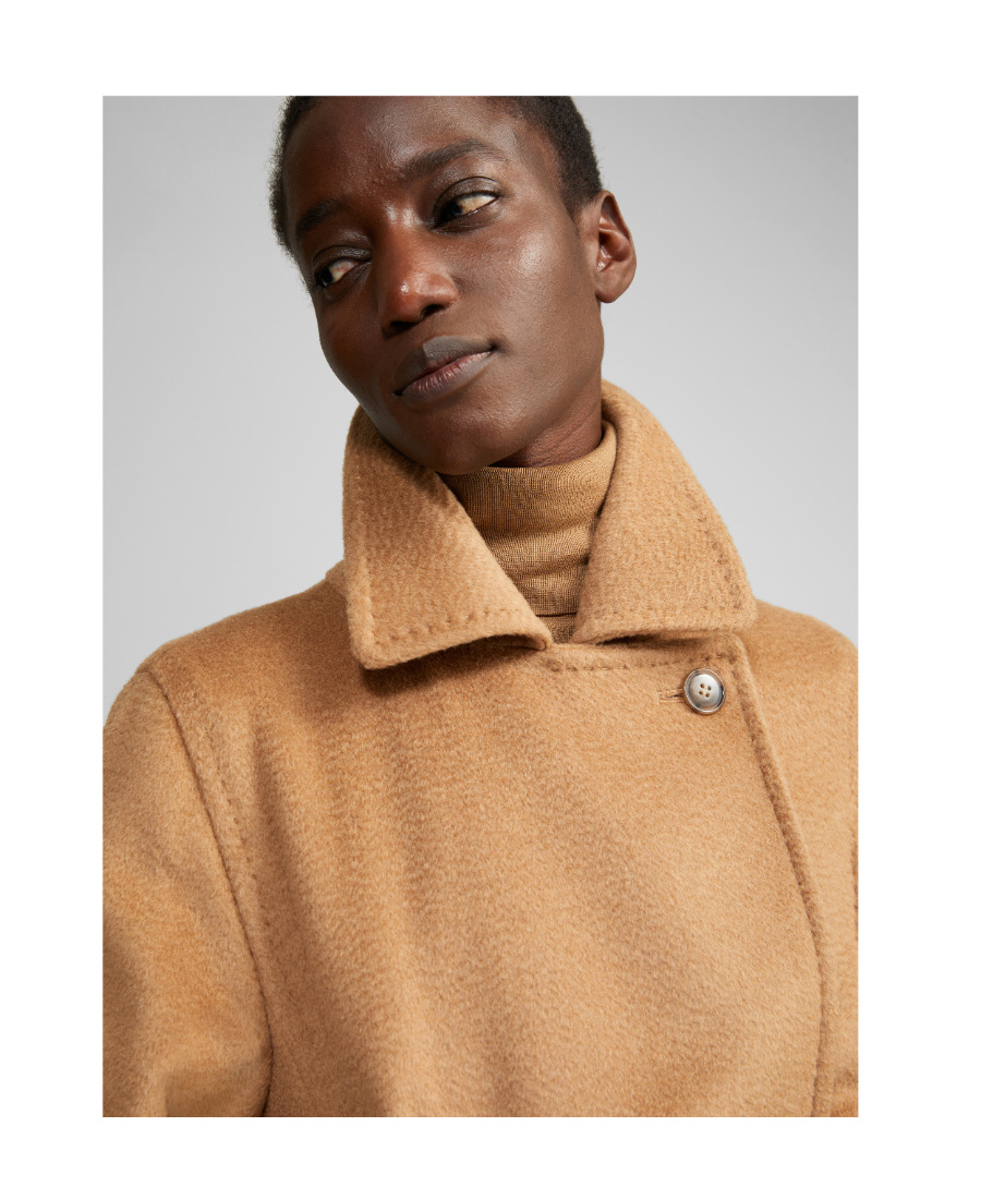Max Mara Body-wrapped Long Overcoat In Brown
